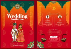 Rajasthani Theme Cartoon Wedding Invite Card